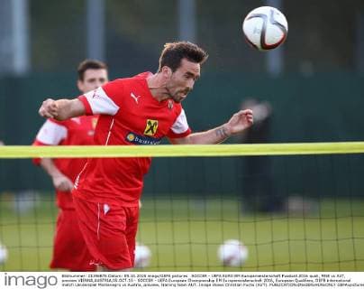 SOCCER - UEFA EURO EM Europameisterschaft Fussball 2016 quali, MNE vs AUT, preview VIENNA,AUSTRIA,05.OCT.15 - SOCCER - UEFA European Championship EM Europameisterschaft 2016, European Qualifiers, OEFB international match Länderspiel Montenegro vs Austria, preview, training team AUT. Image shows Christian Fuchs (AUT). GEPAxpictures xChristianxOrt