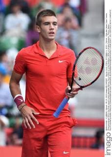 Borna Coric (CRO), OCTOBER 5, 2015 - Tennis : Rakuten Japan Open Tennis Championships 2015, the first round match between Borna Coric (CRO) 1-2 Kei Nishikori (JPN) at Ariake Coliseum, Tokyo, Japan. NoxThirdxPartyxSales  (dlra010507)
