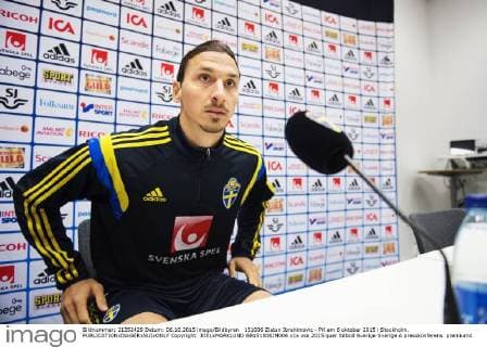 151006 Zlatan Ibrahimovic - PK am 6 oktober 2015 i Stockholm.  Copyright: JOELxMARKLUND BB151006JM006