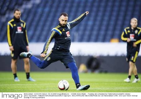 151006 Abdul Khalili - Training der schwedischen Nationalmannschaft 6 oktober 2015 i Stockholm.  Copyright: JOELxMARKLUND BB151006JM036
