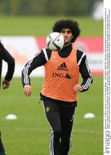 - BRUSSELS, BELGIUM: Belgium s Marouane Fellaini pictured during a training session of Belgian national soccer team Red Devils, Wednesday 07 October 2015, in Neerpede, Brussels. The Red Devils prepare for the upcoming Euro 2016 qualification games against Andorra and Israel. BRUNOxFAHY  x04716072x