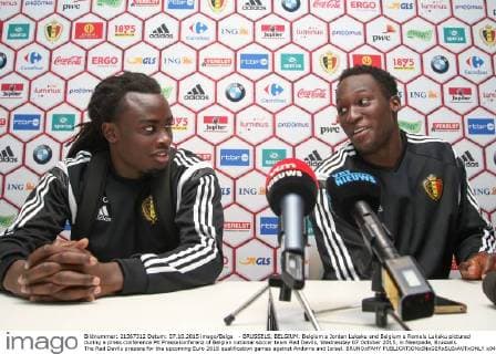 - BRUSSELS, BELGIUM: Belgium s Jordan Lukaku and Belgium s Romelu Lukaku pictured during a press conference PK Pressekonferenz of Belgian national soccer team Red Devils, Wednesday 07 October 2015, in Neerpede, Brussels. The Red Devils prepare for the upcoming Euro 2016 qualification games against Andorra and Israel. BRUNOxFAHY  x04716164x