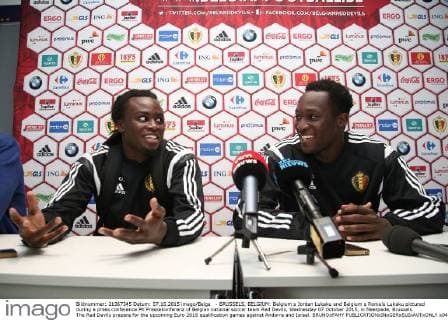 - BRUSSELS, BELGIUM: Belgium s Jordan Lukaku and Belgium s Romelu Lukaku pictured during a press conference PK Pressekonferenz of Belgian national soccer team Red Devils, Wednesday 07 October 2015, in Neerpede, Brussels. The Red Devils prepare for the upcoming Euro 2016 qualification games against Andorra and Israel. BRUNOxFAHY  x04716161x