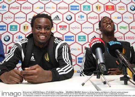 - BRUSSELS, BELGIUM: Belgium s Jordan Lukaku and Belgium s Romelu Lukaku pictured during a press conference PK Pressekonferenz of Belgian national soccer team Red Devils, Wednesday 07 October 2015, in Neerpede, Brussels. The Red Devils prepare for the upcoming Euro 2016 qualification games against Andorra and Israel. BRUNOxFAHY  x04716157x
