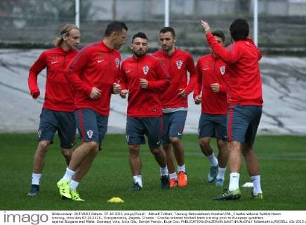 Aktuell Fußball, Training Nationalteam Kroatien PXL_Croatia national football team training, third day 07.10.2015., Kranjceviceva, Zagreb, Croatia - Croatia national football team training prior to European qualifiers against Bulgaria and Malta. Domagoj Vida, Ivica Olic, Danijel Pranjic, Duje Cop.  RobertxAnic PIXSELL