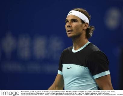 BEIJING, CHINA - OCTOBER 07: (CHINA OUT) Rafael Nadal of Spain reacts against Vasek Pospisil of Canada during the Men s singles Second round match on day five of the 2015 China Open at the China National Tennis Centre on October 7, 2015 in Beijing, China.  CFP474035284 