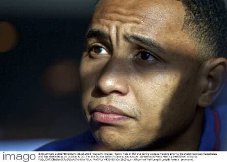 Kenny Tete of Holland during a press meeting prior to the match between Kazachstan and The Netherlands on October 8, 2015 at the Astana Arena in Astana, Kazachstan. Netherlands Press Meeting 2015 2016 xVIxxIVx 4432488