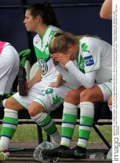 08.10.2015 Subotica(Serbia) ZFK Spartak Subotica-VfL Wolfsburg UEFA Women s Football Champions League Vanessa Bernauer(L) and Synne Jensen (r) VfL Wolfsburg after match : 