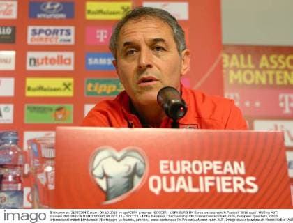 SOCCER - UEFA EURO EM Europameisterschaft Fussball 2016 quali, MNE vs AUT, preview PODGORICA,MONTENEGRO,08.OCT.15 - SOCCER - UEFA European Championship EM Europameisterschaft 2016, European Qualifiers, OEFB international match Länderspiel Montenegro vs Austria, preview, press conference PK Pressekonferenz team AUT. Image shows head coach Marcel Koller (AUT). GEPAxpictures xChristianxOrt