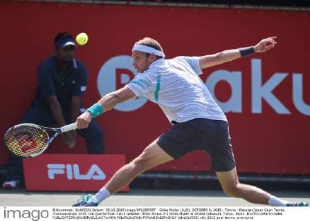 Gilles Muller (LUX), OCTOBER 9, 2015 - Tennis : Rakuten Japan Open Tennis Championships 2015, the Quarterfinal match between Gilles Simon 0-2 Gilles Muller at Ariake Coliseum, Tokyo, Japan. NoxThirdxPartyxSales  (dlra010939)