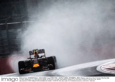 SOCHI, RUSSIA. OCTOBER 9, 2015. Russian race driver Daniil Kvyat of the Red Bull F1 Team takes part in a free practice session of the 2015 Formula One Russian Grand Prix at the Sochi Autodrom racing circuit. Sergei Savostyanov TASS  TS00F754
