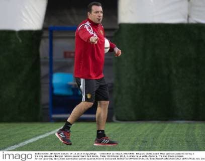 - ANDORRA LA VELLA, ANDORRA: Belgium s head coach Marc Wilmots pictured during a training session of Belgian national soccer team Red Devils, Friday 09 October 2015, in Andorra La Vella, Andorra. The Red Devils prepare for the upcoming Euro 2016 qualification games against Andorra and Israel. BENOITxDOPPAGNE  x04717410x