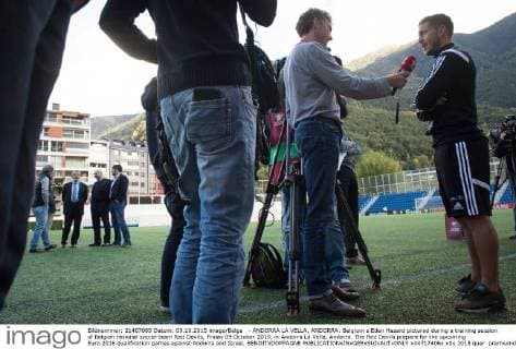 - ANDORRA LA VELLA, ANDORRA: Belgium s Eden Hazard pictured during a training session of Belgian national soccer team Red Devils, Friday 09 October 2015, in Andorra La Vella, Andorra. The Red Devils prepare for the upcoming Euro 2016 qualification games against Andorra and Israel. BENOITxDOPPAGNE  x04717406x