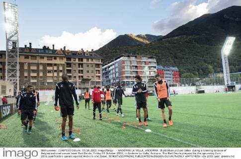 - ANDORRA LA VELLA, ANDORRA: Illustration picture taken during a training session of Belgian national soccer team Red Devils, Friday 09 October 2015, in Andorra La Vella, Andorra. The Red Devils prepare for the upcoming Euro 2016 qualification games against Andorra and Israel. BENOITxDOPPAGNE  x04717420x