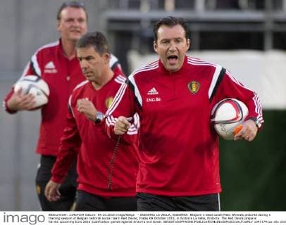 - ANDORRA LA VELLA, ANDORRA: Belgium s head coach Marc Wilmots pictured during a training session of Belgian national soccer team Red Devils, Friday 09 October 2015, in Andorra La Vella, Andorra. The Red Devils prepare for the upcoming Euro 2016 qualification games against Andorra and Israel. BENOITxDOPPAGNE  x04717412x
