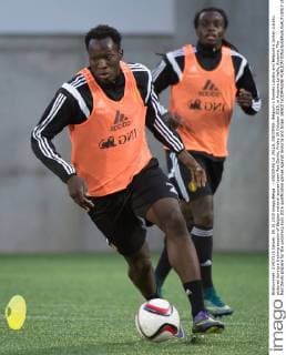 - ANDORRA LA VELLA, ANDORRA: Belgium s Romelu Lukaku and Belgium s Jordan Lukaku pictured during a training session of Belgian national soccer team Red Devils, Friday 09 October 2015, in Andorra La Vella, Andorra. The Red Devils prepare for the upcoming Euro 2016 qualification games against Andorra and Israel. BENOITxDOPPAGNE  x04717452x