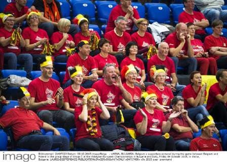 - VARNA, BULGARIA: Belgium s supporters pictured during the game between Belgium and Poland in the group stage of Group C at the Volleybal European Championships in Bulgaria and Italy, Friday 09 October 2015, in Varna, Bulgaria. LAURIExDIEFFEMBACQ  x04717488x