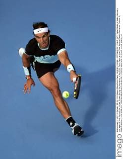 BEIJING, CHINA - OCTOBER 09: (CHINA OUT) Rafael Nadal of Spain returns a shot against Jack Sock of the United States during the day seven of the 2015 China Open at the China National Tennis Center on October 9, 2015 in Beijing, China.  CFP474114689 