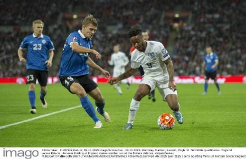 09.10.2015. Wembley Stadium, London, England. Euro2016 Qualification. England versus Estonia. Raheem Sterling of England makes another run at the Estonia defence. xNigelxCookex  ActionPlus11670464