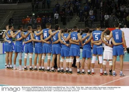 Oct. 9, 2015 - Turin, Italy - italia team before the european championships man match between italia and estonia at palavela on october 09, 2015 in torino, italy. Italy: European Championships Man - Italia vs Estonia -----  - ZUMAn230
