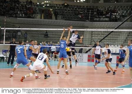 Oct. 9, 2015 - Turin, Italy - italia team before the european championships man match between italia and estonia at palavela on october 09, 2015 in torino, italy. Italy: European Championships Man - Italia vs Estonia -----  - ZUMAn230