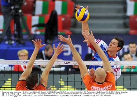 Aktuell Volleyball, EM, Tschechien - Niederlande Oct. 9, 2015 - Sofia, Bulgaria - First match of the Euro 2015 pool A between the teams of the Czech Republic and the Netherlands Sofia, Bulgaria, 09 Oktober 2015. Euro volley 2015: Czech Republic v Netherlands  - ZUMAn230
