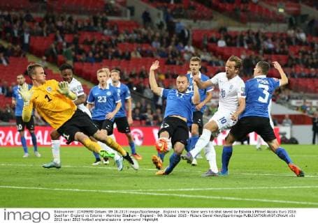 England s Harry Kane sees his shot saved by Estonia s Mihkel Aksalu Euro 2016 Qualifier- England vs Estonia - Wembley Stadium - England - 9th October 2015 - Picture David Klein Sportimage EDITORIAL USE ONLY. No use with unauthorised audio, video, data, fixture lists, club league logos or live services. Online in-match use limited to 120 images, no video emulation. No use in betting, games or single club league player publications.