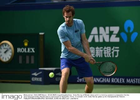Andy Murray of Britain takes part in a training session in preparation for the 2015 Shanghai Rolex Masters tennis tournament in Shanghai, China, 10 October 2015. Andy Murray gears up for Shanghai Rolex Masters  20151010_31590