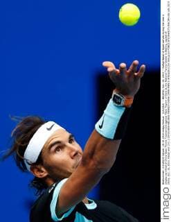 (151010) -- BEIJING, Oct. 10, 2015 -- Rafael Nadal of Spain serves during the men s singles semifinal of China Open Tennis Tournament against Fabio Fognini of Italy at the National Tennis Center in Beijing, capital of China, Oct. 10, 2015. Nadal won 2-0. ) (SP)CHINA-BEIJING-TENNIS-CHINA OPEN-MEN S SINGLES (CN) WangxLili 