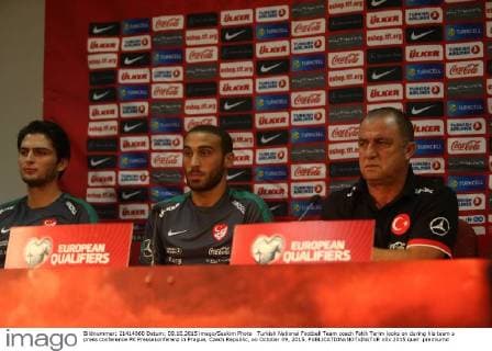 Turkish National Football Team coach Fatih Terim looks on during his team s press conference PK Pressekonferenz in Prague, Czech Republic, on October 09, 2015. 