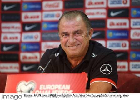 Turkish National Football Team coach Fatih Terim looks on during his team s press conference PK Pressekonferenz in Prague, Czech Republic, on October 09, 2015. 