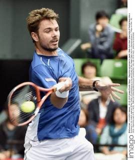 Wawrinka advances to Japan Open final Stan Wawrinka of Switzerland hits a forehand in his match against Gilles Muller of Luxembourg in the semifinals of the Japan Open tennis championships in Tokyo on Oct. 10, 2015. Wawrinka won 6-4, 7-6(5). 