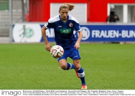 Bianca Schmidt (Potsdam, 20), Freisteller, Einzelbild, Aktion, Action, Fussball, Allianz Frauen-Bundesliga, Bayer 04 Leverkusen - 1. FFC Turbine Potsdam, xozx