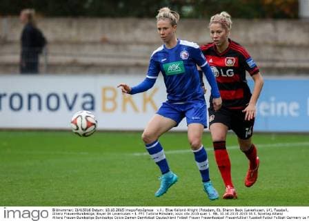 v.li.: Elise Kellond-Knight (Potsdam, 6), Sharon Beck (Leverkusen, 14), Fussball, Allianz Frauen-Bundesliga, Bayer 04 Leverkusen - 1. FFC Turbine Potsdam, xozx