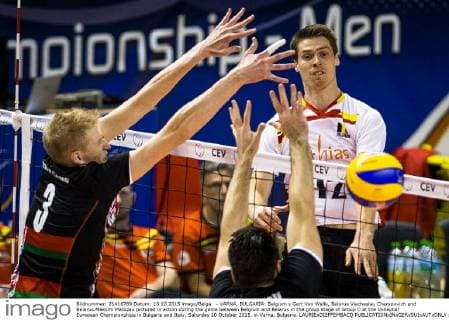 - VARNA, BULGARIA: Belgium s Gert Van Walle, Belarus Viachaslau Charapovich and Belarus Maksim Marozau pictured in action during the game between Belgium and Belarus in the group stage of Group C at the Volleybal European Championships in Bulgaria and Italy, Saturday 10 October 2015, in Varna, Bulgaria. LAURIExDIEFFEMBACQ  x04717775x
