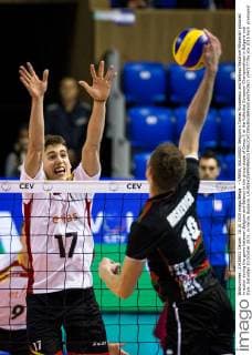 - VARNA, BULGARIA: Belgium s Tomas Rousseaux and Belarus Radzivon Miskevich pictured in action during the game between Belgium and Belarus in the group stage of Group C at the Volleybal European Championships in Bulgaria and Italy, Saturday 10 October 2015, in Varna, Bulgaria. LAURIExDIEFFEMBACQ  x04717779x