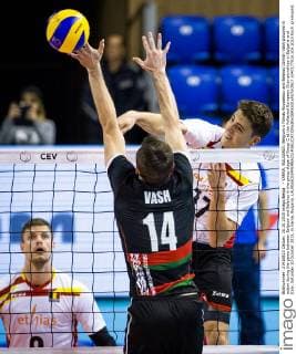 - VARNA, BULGARIA: Belgium s Tomas Rousseaux and Belarus Dzmitri Vash pictured in action during the game between Belgium and Belarus in the group stage of Group C at the Volleybal European Championships in Bulgaria and Italy, Saturday 10 October 2015, in Varna, Bulgaria. LAURIExDIEFFEMBACQ  x04717781x