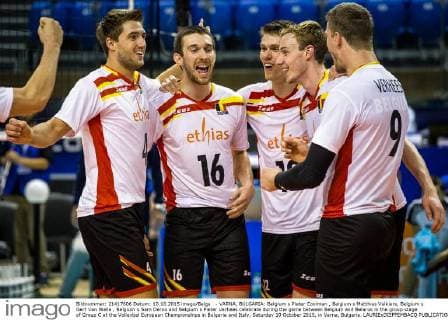- VARNA, BULGARIA: Belgium s Pieter Coolman , Belgium s Matthias Valkiers, Belgium s Gert Van Walle , Belgium s Sam Deroo and Belgium s Pieter Verhees celebrate during the game between Belgium and Belarus in the group stage of Group C at the Volleybal European Championships in Bulgaria and Italy, Saturday 10 October 2015, in Varna, Bulgaria. LAURIExDIEFFEMBACQ  x04717811x