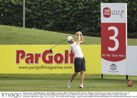 10 October 2015: Catriona Matthew of Scotland play a shot during the third round of the 2015 Sime Darby LPGA Golf Damen Malaysia at Kuala Lumpur Golf and Country Club in Kuala Lumpur, Malaysia. (Photo by Hazrin Yeob Men Shah Icon Sportswire) GOLF: OCT 10 LPGA - Sime Darby LPGA Malaysia - Second Round Icon3781510108003 EDITORIAL USE ONLY