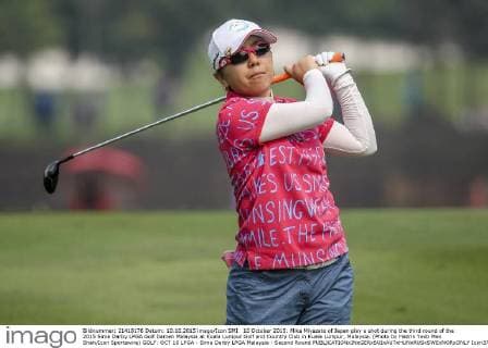10 October 2015: Mika Miyazato of Japan play a shot during the third round of the 2015 Sime Darby LPGA Golf Damen Malaysia at Kuala Lumpur Golf and Country Club in Kuala Lumpur, Malaysia. (Photo by Hazrin Yeob Men Shah Icon Sportswire) GOLF: OCT 10 LPGA - Sime Darby LPGA Malaysia - Second Round Icon3781510108018 EDITORIAL USE ONLY