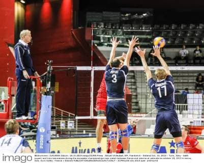 Aktuell Volleyball, EM, Frankreich - Estland Oct. 10, 2015 - Turin, Italy - keith pupart and timo tammemaa during the european championships man match between france and estonia at palavela on october 10, 2015 in torino, italy. Euro Volley: Francia v Estonia  - ZUMAn230