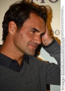 Swiss tennis star Roger Federer poses at the welcome party for the 2015 Shanghai Rolex Masters tennis tournament in Shanghai, China, 10 October 2015. Roger Federer glams up welcome party for 2015 Shanghai Rolex Masters  pbu343198_14
