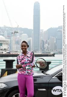 Venus Williams of the United States poses at a photocall for the 2015 Hong Kong Open tennis tournament in Hong Kong, China, 10 October 2015. Venus Williams highlights photocall at Hong Kong Tennis Open 2015  pbu343088_07