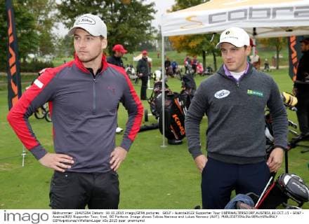 GOLF - Austria2022 Supporter Tour OBERWALTERSDORF,AUSTRIA,10.OCT.15 - GOLF - Austria2022 Supporter Tour, final, GC Fontana. Image shows Tobias Nemecz and Lukas Nemecz (AUT). GEPAxpictures xWalterxLuger