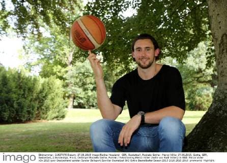 GER, Basketball, Rockets Gotha - Marco Völler 27.08.2015, Gotha, GER, Basketball, 2.Bundesliga, Pro A, Oettinger Rockets Gotha, Porträt Fotoshooting Marco Völler (Sohn von Rudi Völler) im Bild: Marco Völler