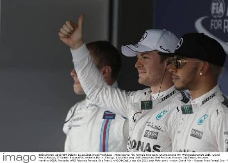 Motorsports: FIA Formula One World Championship WM Weltmeisterschaft 2015, Grand Prix of Russia, 77 Valtteri Bottas (FIN, Williams Martini Racing), 6 Nico Rosberg (GER, Mercedes AMG Petronas Formula One Team), 44 Lewis Hamilton (GBR, Mercedes AMG Petronas Formula One Team), xHOCHxZWEIx