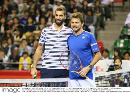 (L to R) Benoit Paire (FRA), Stan Wawrinka (SUI), OCTOBER 11, 2015 - Tennis : Rakuten Japan Open Tennis Championships 2015 Men s Singles Final at Ariake Coliseum, Tokyo, Japan. NOxTHIRDxPARTYxSALES.  (mrva115003)