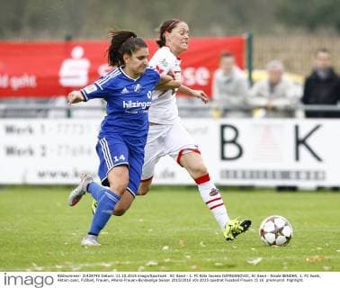 SC Sand - 1. FC Köln Jovana DAMNJANOVIC, SC Sand - Nicole BENDER, 1. FC Koeln, Aktion quer, Fußball, Frauen, Allianz-Frauen-Bundesliga Saison 2015 2016
