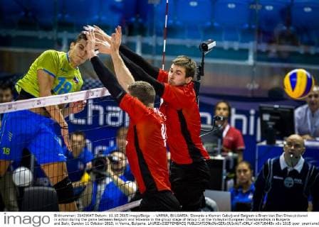 - VARNA, BULGARIA: Slovenia s Klemen Cebulj and Belgium s Bram Van Den Dries pictured in action during the game between Belgium and Slovania in the group stage of Group C at the Volleybal European Championships in Bulgaria and Italy, Sunday 11 October 2015, in Varna, Bulgaria. LAURIExDIEFFEMBACQ  x04718448x