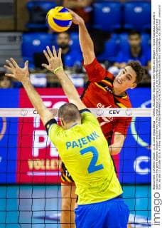 - VARNA, BULGARIA: Slovenia s Alen Pajenk and Belgium s Tomas Rousseaux pictured in action during the game between Belgium and Slovania in the group stage of Group C at the Volleybal European Championships in Bulgaria and Italy, Sunday 11 October 2015, in Varna, Bulgaria. LAURIExDIEFFEMBACQ  x04718451x